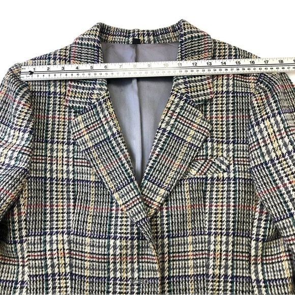 Vintage 80s checked women’s blazer Size 12Petite wool blend lined multicoloured - Picture 7 of 11